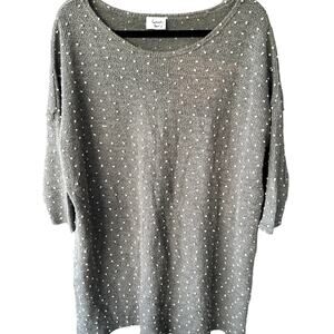 Fantastic Fawn Loose Knit Tunic Sweater with Raised White Polka Dots, Size M